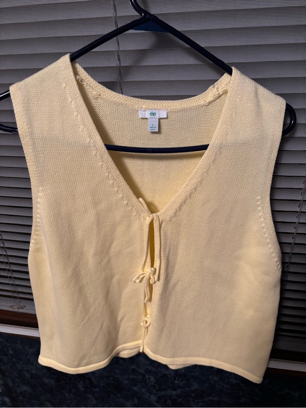 dip Pale Yellow Knit Tie-Front Women's Tank Vest